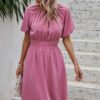 Two-Piece Solid Set with Elastic Waist – Round Neck