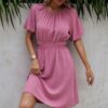 Two-Piece Solid Set with Elastic Waist – Round Neck