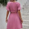 Two-Piece Solid Set with Elastic Waist – Round Neck