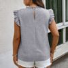 Plus Ruffled Stand-Collar Cap Sleeve Top