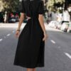 Round-Neck Cutout Waist A-Line Midi Dress