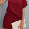 One-Shoulder Batwing Sleeve High-Waist Romper