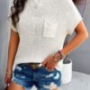Ribbed Short Cap-Sleeve Knit Top – Lightweight Viscose