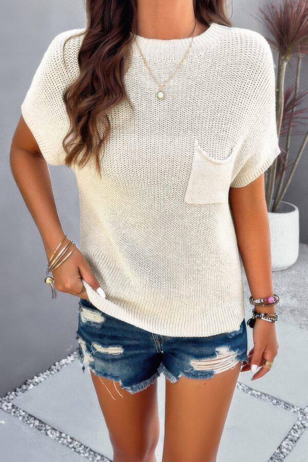 Ribbed Short Cap-Sleeve Knit Top – Lightweight Viscose