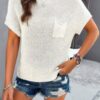 Ribbed Short Cap-Sleeve Knit Top – Lightweight Viscose