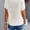 Ribbed Short Cap-Sleeve Knit Top – Lightweight Viscose