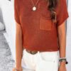 Ribbed Short Cap-Sleeve Knit Top – Lightweight Viscose