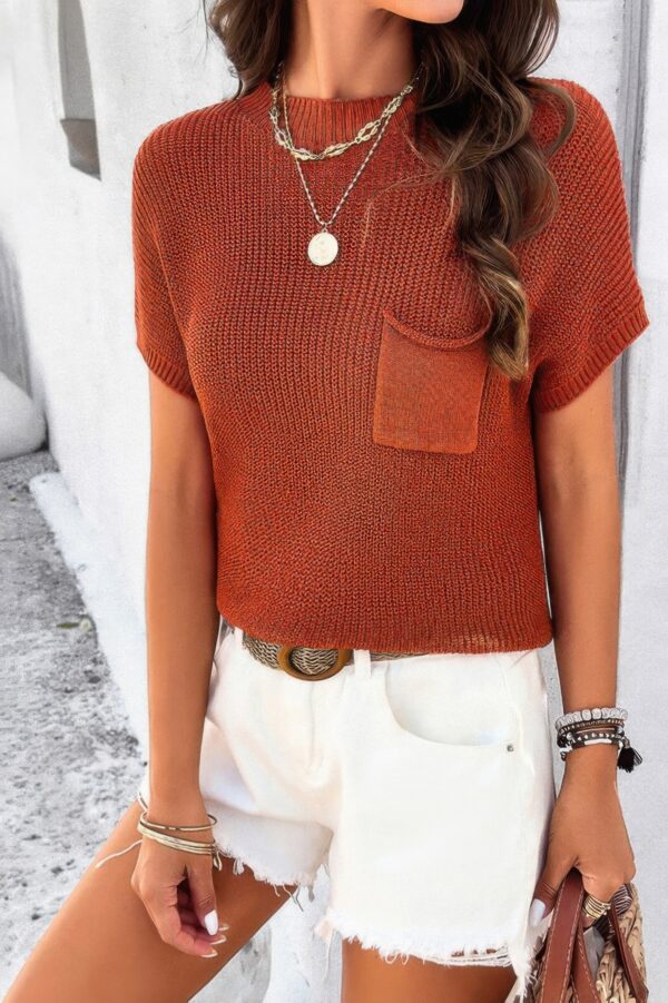 Ribbed Short Cap-Sleeve Knit Top – Lightweight Viscose