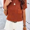 Ribbed Short Cap-Sleeve Knit Top – Lightweight Viscose