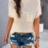 Ribbed Short Cap-Sleeve Knit Top – Lightweight Viscose