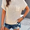 Ribbed Short Cap-Sleeve Knit Top – Lightweight Viscose