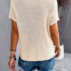 Ribbed Short Cap-Sleeve Knit Top – Lightweight Viscose