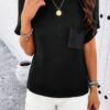 Ribbed Short Cap-Sleeve Knit Top – Lightweight Viscose