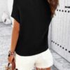 Ribbed Short Cap-Sleeve Knit Top – Lightweight Viscose