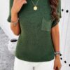 Ribbed Short Cap-Sleeve Knit Top – Lightweight Viscose