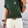 Ribbed Short Cap-Sleeve Knit Top – Lightweight Viscose