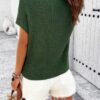 Ribbed Short Cap-Sleeve Knit Top – Lightweight Viscose