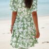 Button-Down Random Print Ruffle Midi Dress