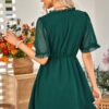 Ruffle-Hem Swiss Dot Short-Sleeve Midi Dress