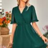 Ruffle-Hem Swiss Dot Short-Sleeve Midi Dress
