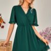 Ruffle-Hem Swiss Dot Short-Sleeve Midi Dress