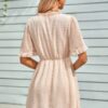 Ruffle-Hem Swiss Dot Short-Sleeve Midi Dress