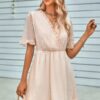 Ruffle-Hem Swiss Dot Short-Sleeve Midi Dress