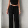 Sleeveless Drawstring Two-Piece Set with Pockets