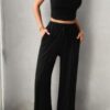 Sleeveless Drawstring Two-Piece Set with Pockets