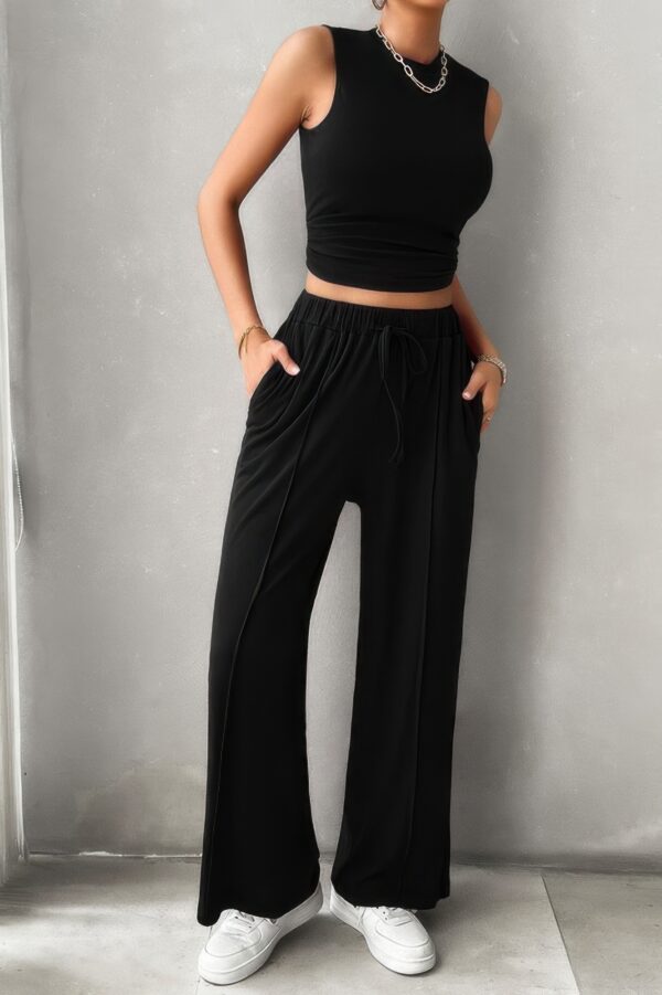 Sleeveless Drawstring Two-Piece Set with Pockets