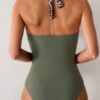 Printed Halter Deep V One-Piece Swimsuit