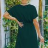 V-Neck A-Line Dress with Waist Tie – Solid
