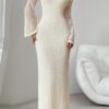 Off-Shoulder Bodycon Long Sleeve Dress – Solid