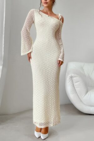 Off-Shoulder Bodycon Long Sleeve Dress – Solid