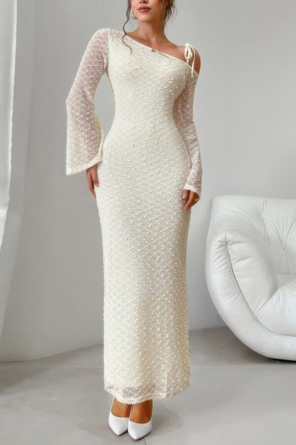Off-Shoulder Bodycon Long Sleeve Dress – Solid