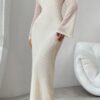 Off-Shoulder Bodycon Long Sleeve Dress – Solid