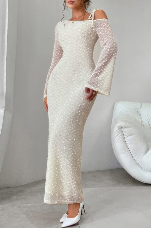 Off-Shoulder Bodycon Long Sleeve Dress – Solid