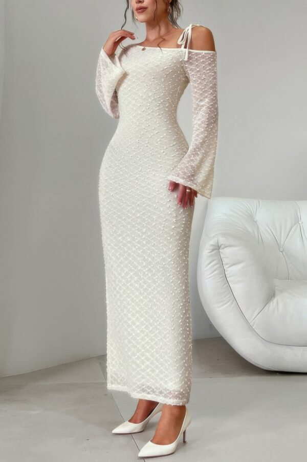 Off-Shoulder Bodycon Long Sleeve Dress – Solid