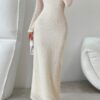 Off-Shoulder Bodycon Long Sleeve Dress – Solid