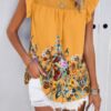 Floral Ruched Round-Neck Loose Fit Top – Feminine Print