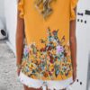 Floral Ruched Round-Neck Loose Fit Top – Feminine Print