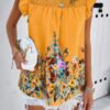 Floral Ruched Round-Neck Loose Fit Top – Feminine Print