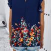 Floral Ruched Round-Neck Loose Fit Top – Feminine Print