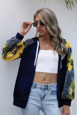 Tie-Dye Full-Zip Hoodie – Loose Open Front