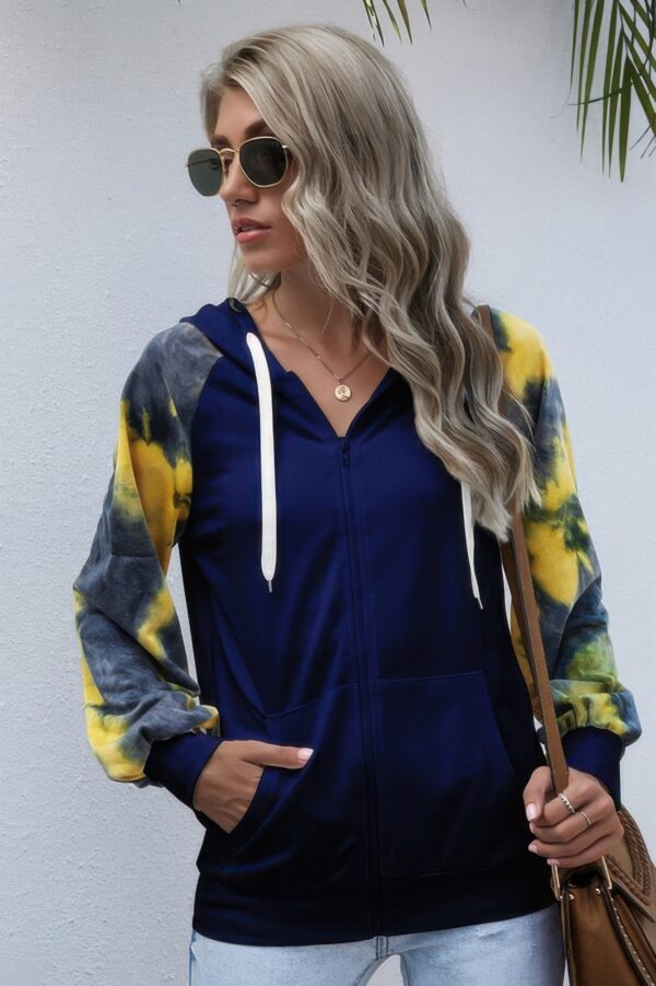 Tie-Dye Full-Zip Hoodie – Loose Open Front