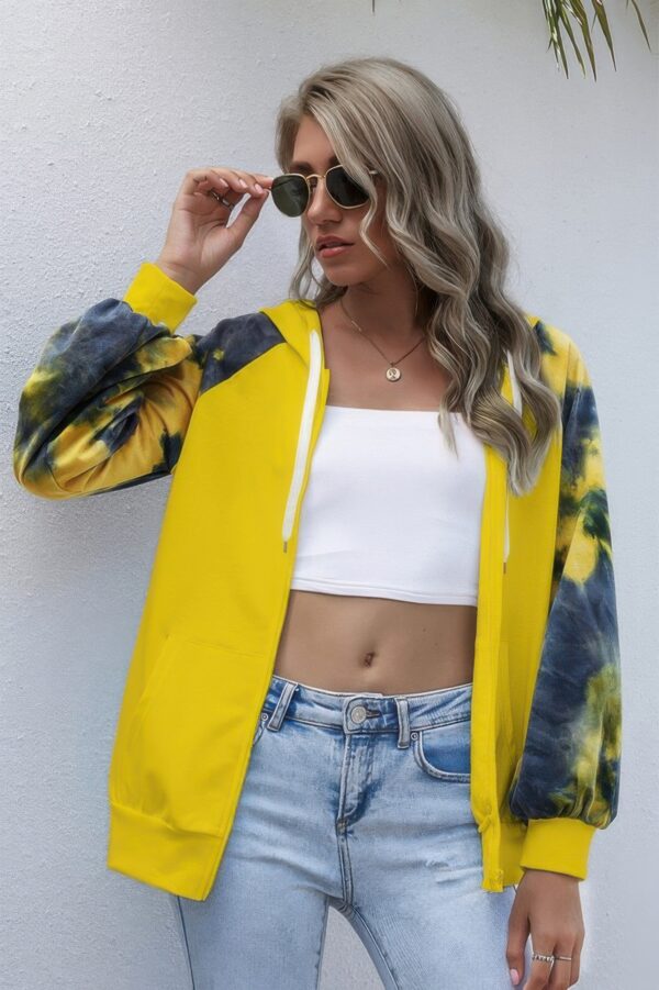 Tie-Dye Full-Zip Hoodie – Loose Open Front