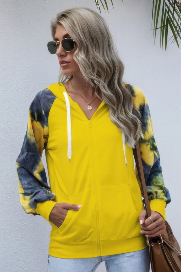 Tie-Dye Full-Zip Hoodie – Loose Open Front