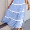 Waves Pleated Skirt with Elastic Waistband