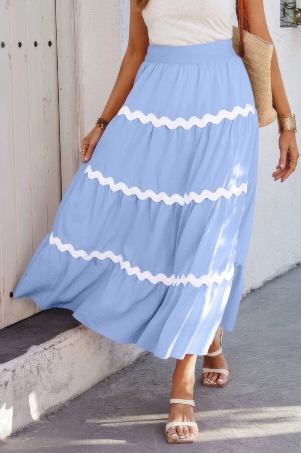 Waves Pleated Skirt with Elastic Waistband