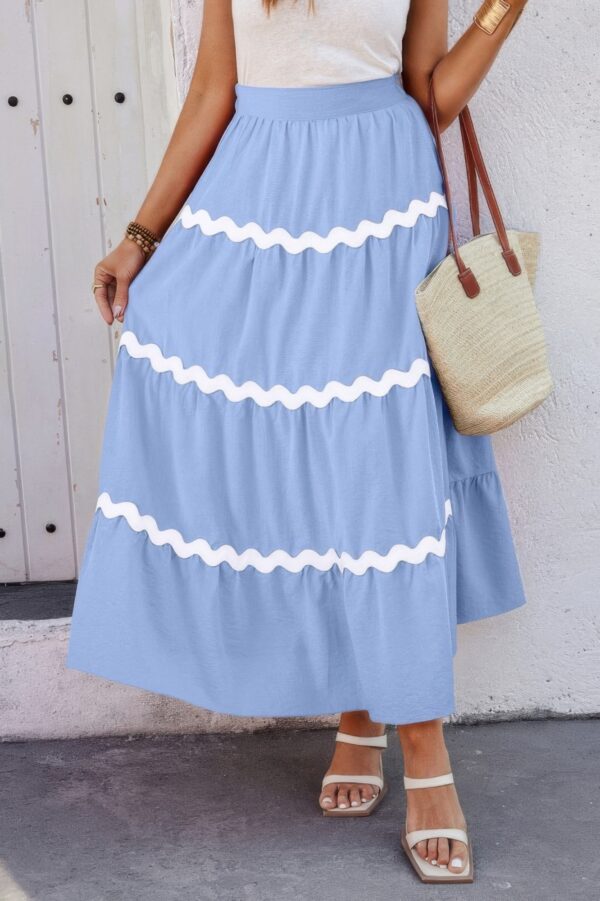 Waves Pleated Skirt with Elastic Waistband